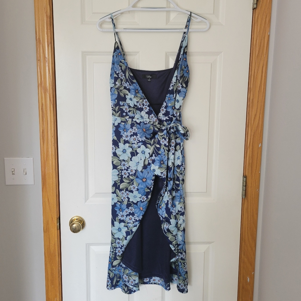 Blue Floral Wrap Dress